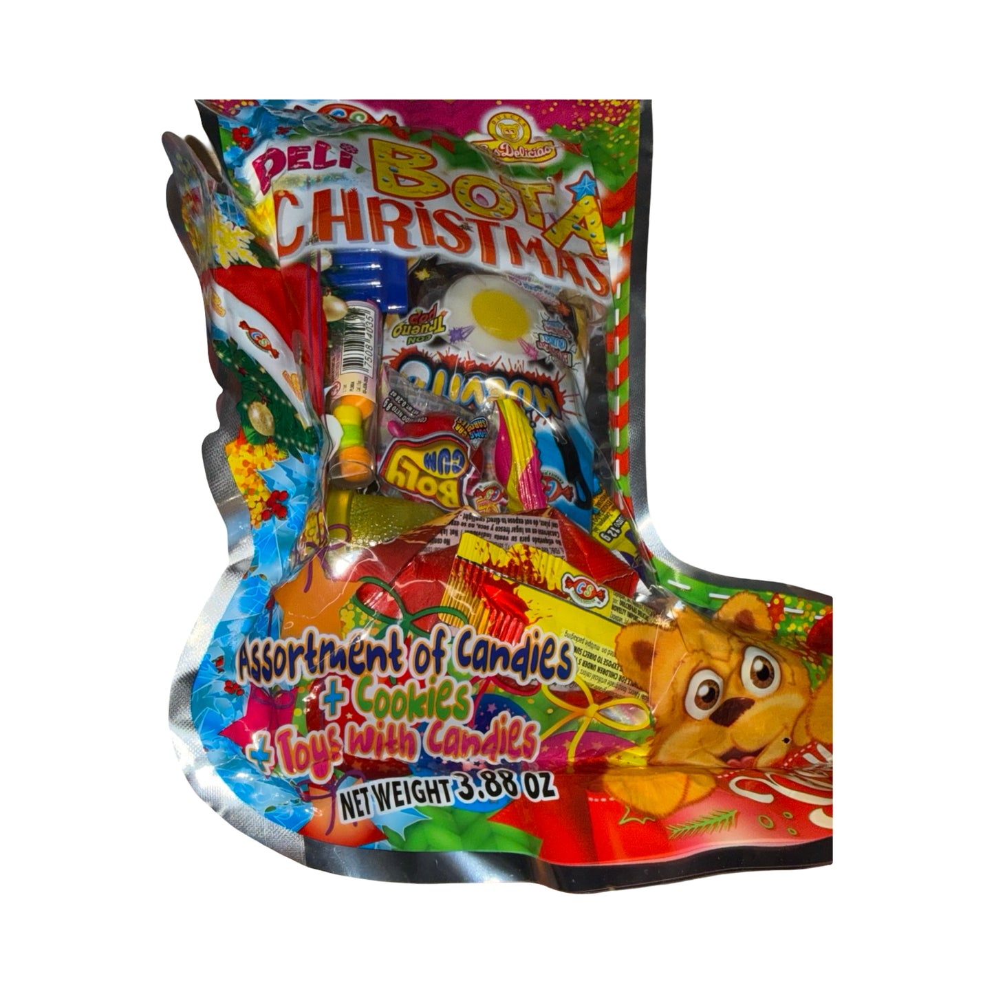 Deli Bota Navidena Surtido de Dulces Mix, Assortment of Cookies, Candies, and Toy (3.88 Oz)