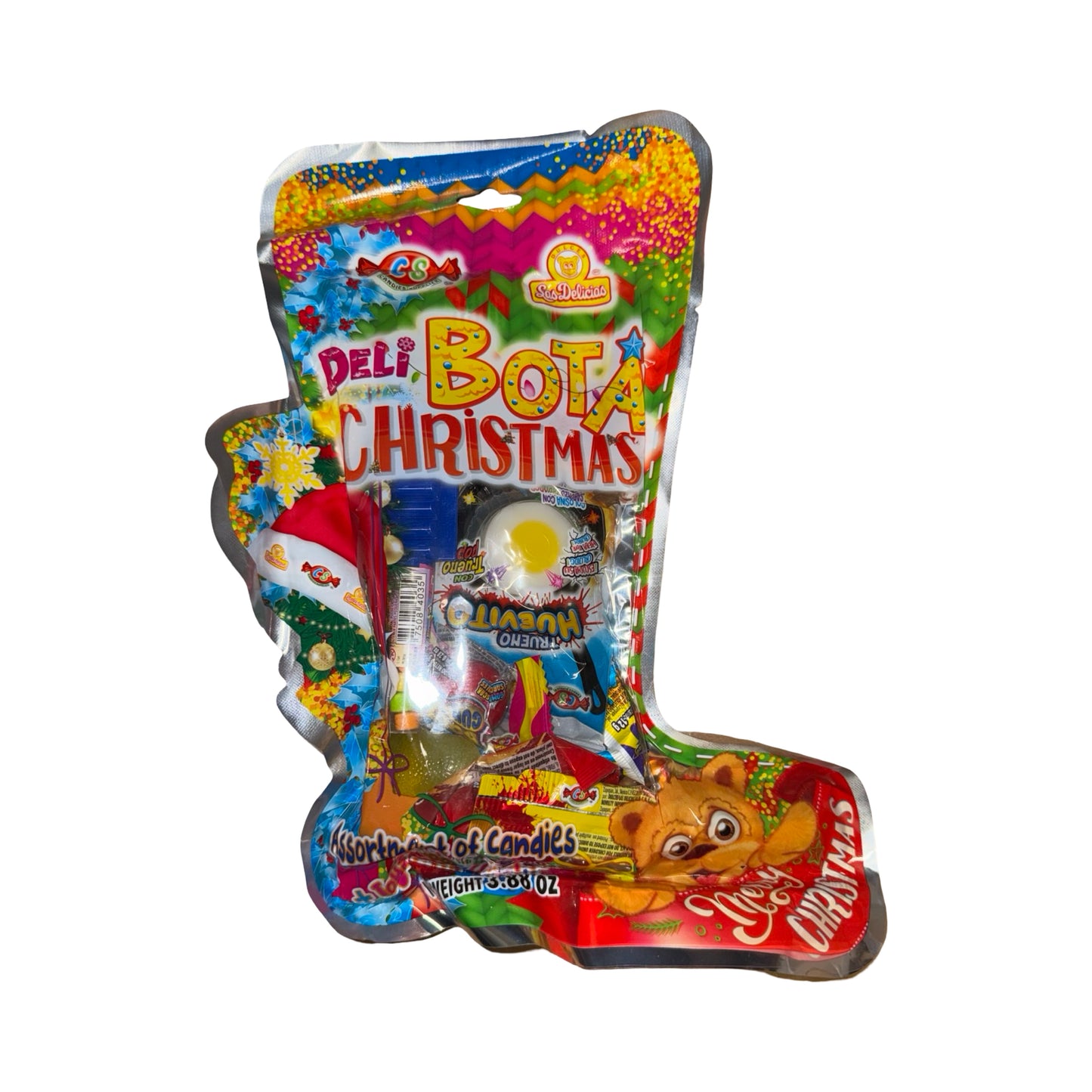 Deli Bota Navidena Surtido de Dulces Mix, Assortment of Cookies, Candies, and Toy (3.88 Oz)