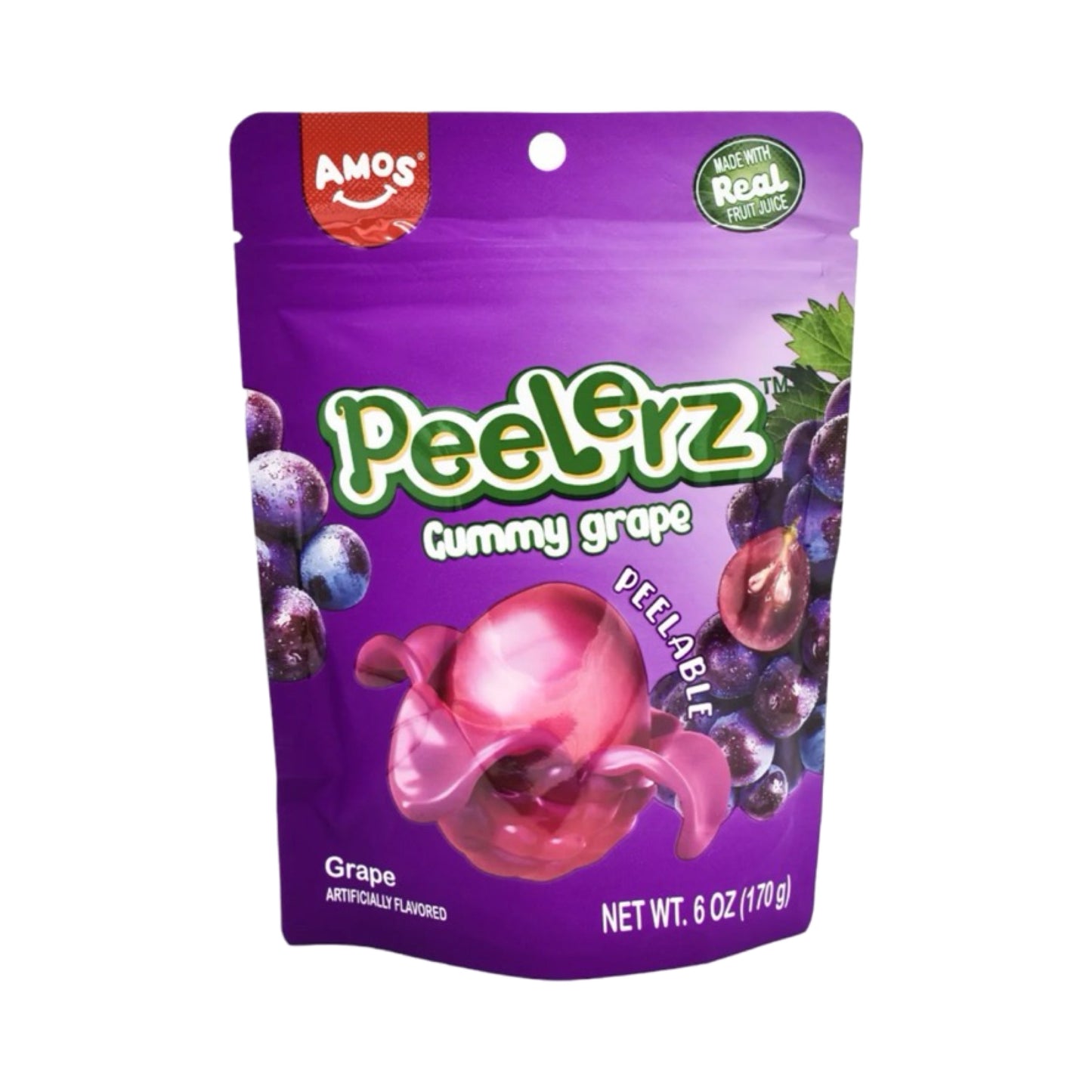 Peelerz Peelable Gummy Grape 6 oz pack featuring colorful grape-flavored gummies for a fun and tasty treat.
