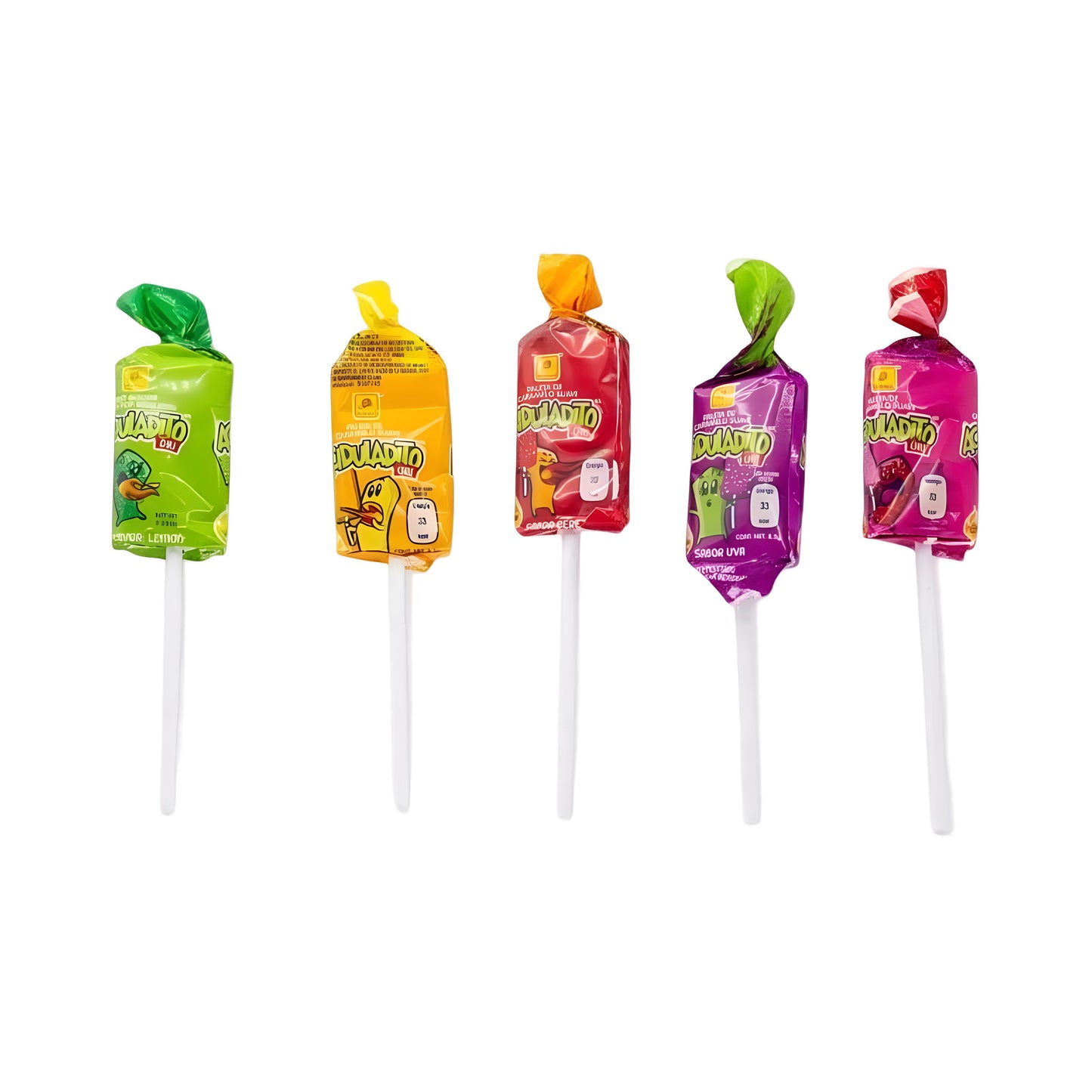 De La Rosa Aciduladito Lollipops in various flavors, vibrant packaging, popular Mexican candy.