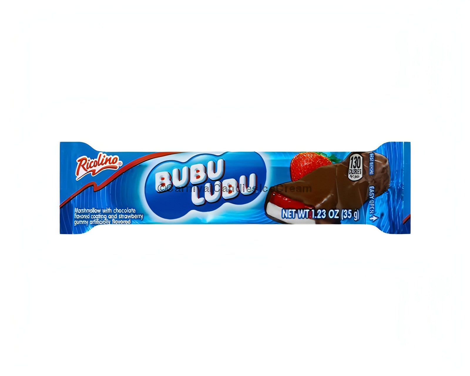 Ricolino Bubu Lubu chocolate bar with strawberry and marshmallow filling, 24 count bulk Mexican candy