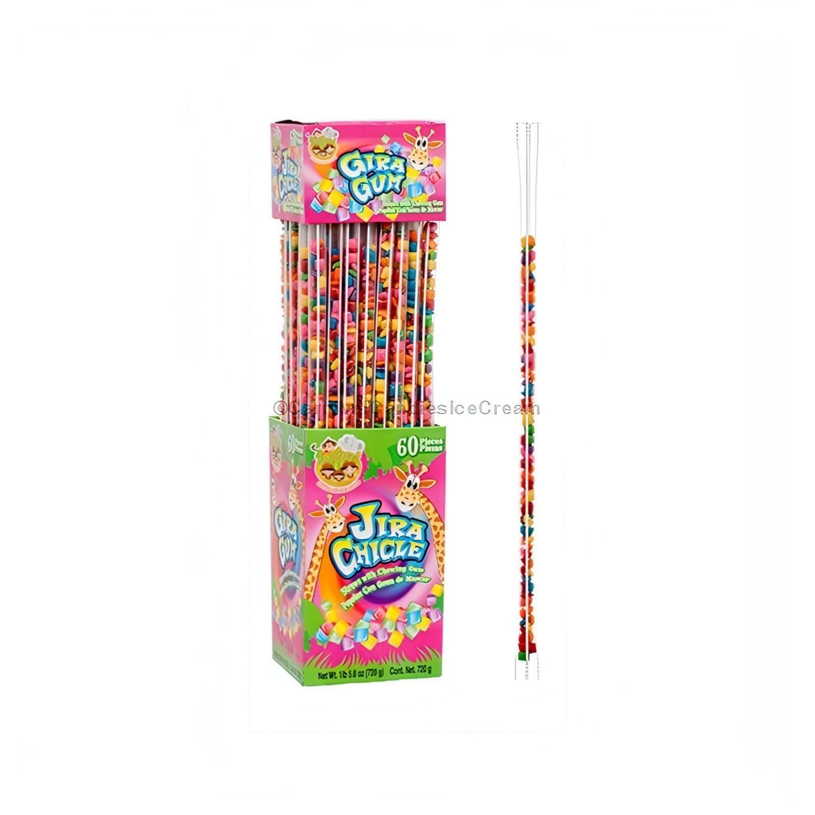 Safari Gira Gum Sticks in colorful plastic tubes, 60 count bulk American candy for sharing and enjoyment.