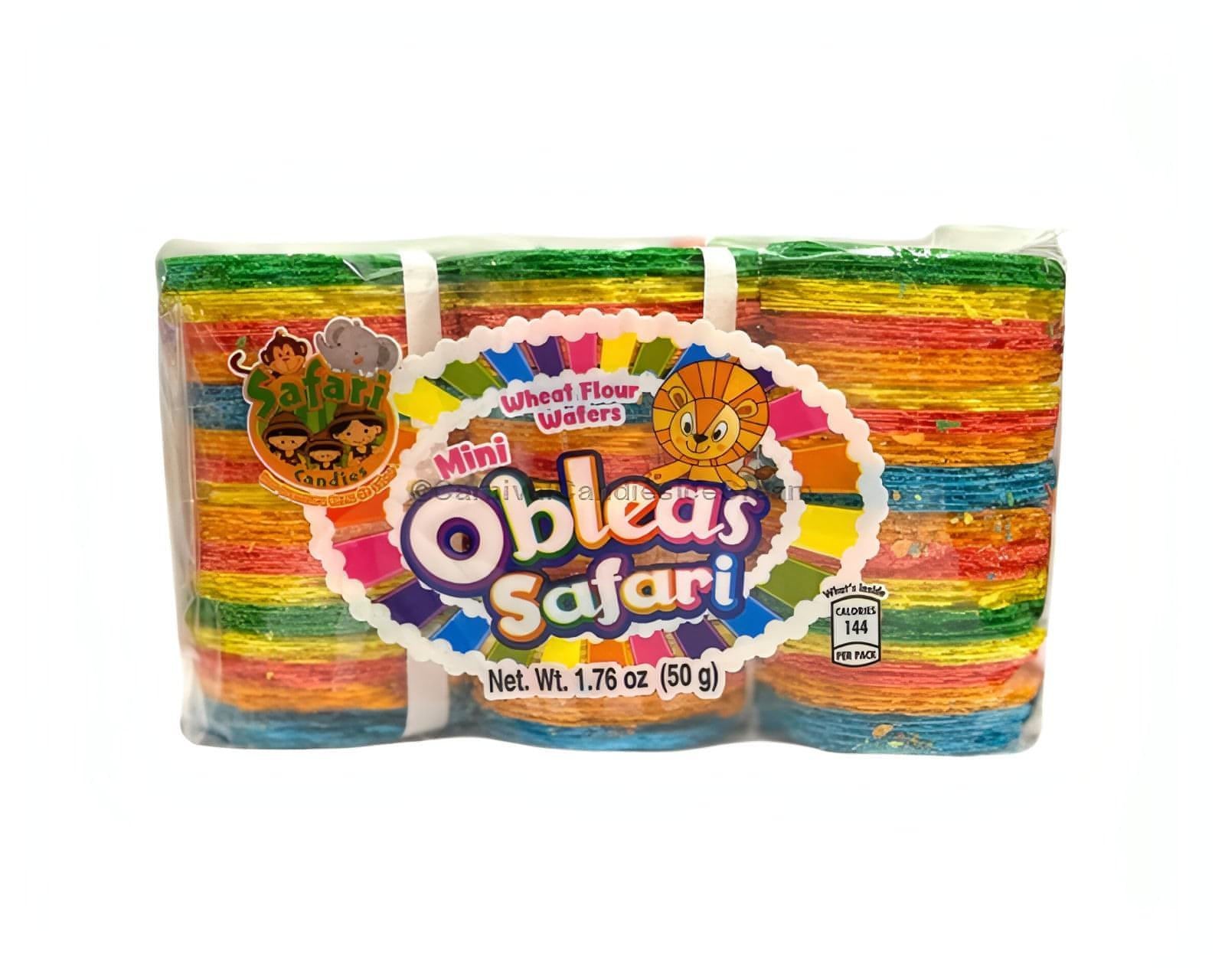 Safari Mini Obleas wafer snacks in colorful packaging, a delightful Mexican snack treat for sweet cravings.