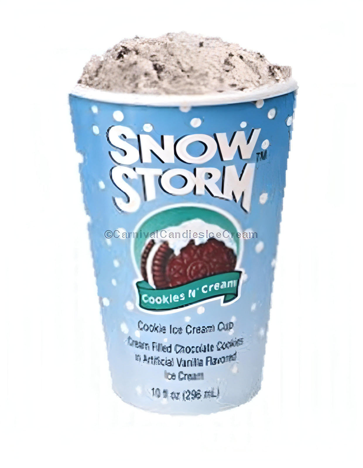 Snow Storm Cup filled with Cookies 'N' Cream ice cream, perfect for bulk ice cream local pick-up orders.