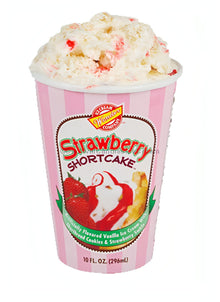 Strawberry Shortcake Cup with vanilla ice cream and cookie bits, available in bulk for local pick-up only.