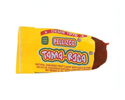 Tama-Roca Pellizco tamarind candy package, 40 count, featuring natural flavors with salt and chili, perfect for sharing.