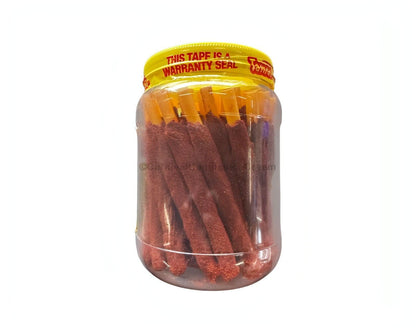 Tamanzela Mini Jabalina candy straws in a jar, hot and salted tamarindo treat, perfect for bulk Mexican candy lovers.