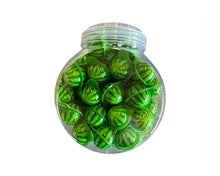 Colorful Watermelon Gummy Candy in a clear jar, featuring bright green and red colors, perfect for sweet treats.